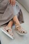 Chelsy Women's Genuine Suede Leather Closed-Front Sandals Beige - 3