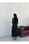 Black batwing sleeve two-tier pleated dress - 7
