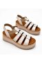 Beige Genuine Leather Women's Sandals