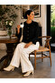 Crew Neck Knitwear Cardigan with Ruffled Skirt and Sleeves and Button Closure - 2