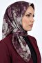 Women's Plum Beige Floral Patterned Organic Cotton Soft Scarf