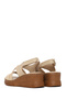 Women's Beige Wedge Heeled Leather Comfort Sandals 26Sfd321818 - 6