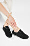 Women's Black Suede Rubber Sole Breathable Lace-Up Sneaker - 3