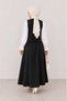 Slim Black Denim Vest Skirt Shirt Set - 4