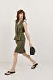 Khaki Linen Blend Double-Breasted Women's Vest - 2