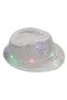 Lighted Sequined Luxury Silver Fedora Party Hat 58 cm Head Circumference New Year Birthday - 6