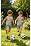 Boy's Gray Color Football Themed Undershirt & Shorts Cotton Soft Combed Trendy Pajama Set - 4