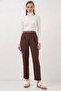 Women's Belted Cotton Brown Trousers