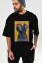 For Dog Lovers 13 Front Dog Prints Black Oversize T-Shirt 100% Cotton Unisex Dog Lover Premium Design - 7
