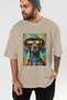 For Dog Lovers 33 Front Dog Print Beige Oversize T-Shirt 100% Cotton Unisex Dog Lover Premium Design - 6