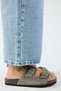 Fuga Women's Leather Genuine Leather Double Buckle Nubuck Gray Slippers - 2
