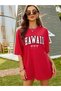Hawaii Printed Women's / Girls' Oversize Red Salas T-Shirt Boyfriend