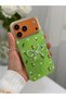 iPhone 17 Pro/18 Pro Case Marbling Effect 3D Bow Flower Pattern Camera Raised Cover Green - 3