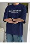 Men's New York City Printed Navy Blue Oversize T-Shirt Casual Boyfirend - 3