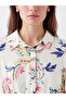 Lcw Modest Ecru Shirt Collar Patterned Waist Fit Women's Dress - 3