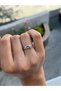 Women's Silver Color Pink Heart and Purple Clover Detailed Adjustable Minimalist Ring - 4