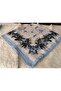 Elegant Floral Patterned Stitched Writing Cheesecloth Yemeni Foulard Scarf 80X80 cm - 5