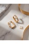 Pearlisse Pearl Detailed Inlaid Zircon Stone Rectangular Steel Xuping Earrings - 5