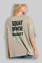 Squat Bench Deadlift 3 Oversize Back Printed Beige T-Shirt 100% Cotton Streetwear Premium Comfortable Fit - 3