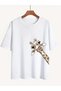 Women's Side Giraffe Giraffe Printed T-Shirt Oversize Loose Fit - 3