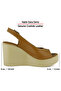Mathilda Tan Genuine Calfskin Wedge Heeled Slingback Sandals - 5