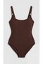 Brown Women's Swimsuit with Removable Pads and Ring Detail