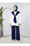 Women's Detachable Shawl Detailed Pantsuit with Detachable Shawl in Navy Blue - 2