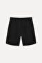 Men's Black Straight Fit Linen Shorts - 2