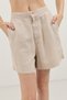 Beige Linen Blend Women's Shorts - 2