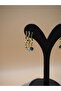 Stainless Steel Wave Design Navy Blue and White Stone Dangle Earrings - 3