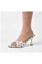 White Polka Dot Satin Women's Heeled Slippers - 3