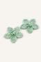 Women's Flower Shaped Green Earrings H6136Axns - 2