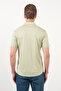 Green Italian Collar Short Sleeve Pocketless Slim Fit Cotton Shirt 1004260158 - 5