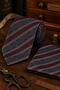 Classic Tie with Burgundy Line Pattern and Handkerchief Kk13776 - 2