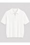Men's Ribbed Zippered Soft Textured Tshirt White Eca082 - 2