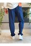 Men's Baggy Fit Linen Trousers Navy Blue Eca087 - 4