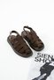 Kaiser Women's Gold Buckle Light Sole Genuine Leather Sandals Brown Suede - 3