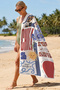 Bohemian Artistic Collage Beach Towel Coverlet - Mediterranean Modern Colorful Quick-Dry Microfiber Towel Coverlet - 7