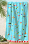 Swimmer-Themed Modern Beach Towel - Mediterranean Style Turquoise Marine Quick-Dry Microfiber Towel Cover