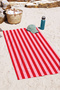 Striped Pink Red Beach Towel Coverlet - Modern Mediterranean Style Quick-Dry Microfiber Towel Coverlet