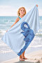 Blue Beach Towel with Elephant Figure - Minimalist Safari Themed Light Blue Quick-Dry Microfiber Towel