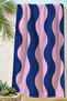 Wavy Stripes Beach Towel-Minimalist Pink Navy Blue Pool Sea Bath Quick Drying Seaside Cover-Up - 6