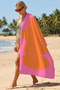 Abstract Modern Color Block Beach Towel - Bohemian Neon Pink Orange Quick Dry Microfiber Towel - 6
