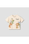 Crew Neck Short Sleeves T-shirt with Animal Applique - 3