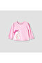 Girls Round Neck T-shirt with Snap Button Closure - Cotton - Long Sleeves