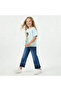 Crew Neck Short Sleeve T-shirt with Jasmine Print - 2