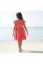 Girls Square Neck Short Sleeves Knee Length A-line Schiffli Embroidered Dress - 3