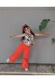 Honey Mousse Capri Mercan Set - Girl's Patterned Strap Blouse and Wide-Legged Pants Set - 2