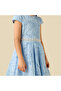 Round Neck Short Sleeves Dress with Embellished Belt Detail - 4