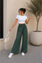 Woven Viscose Trousers with Wide Legs - Patterned - Without Pockets - 3